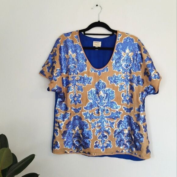 Vintage Limited Edition Tracy Reece Neiman Marcus Sequin Top L - Picture 1 of 7
